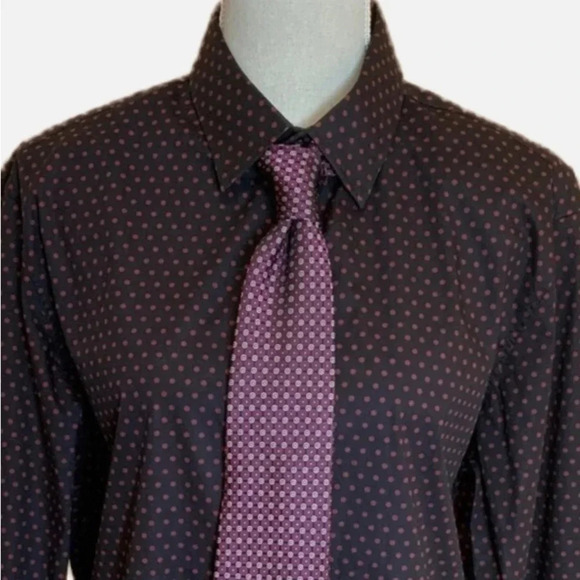 MICHAEL KORS Polka Dot Button Down Shirt Size L - Picture 1 of 11